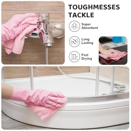HASTHIP® Microfiber Cleaning Cloth Roll Pre-Cut Tear Away Highly Absorbent Reusable Multipurpose Kitchen Cleaning Cloths & Wipes 100Pcs 25x25cm Pink for Dusting Spills Streak-Free Surfaces & Household Cleaning HASTHIP® Microfiber Cleaning Cloth Roll Pre-Cut Tear Away Highly Absorbent Reusable Multipurpose Kitchen Cleaning Cloths & Wipes 100Pcs 25x25cm Pink for Dusting Spills Streak-Free Surfaces & Household Cleaning